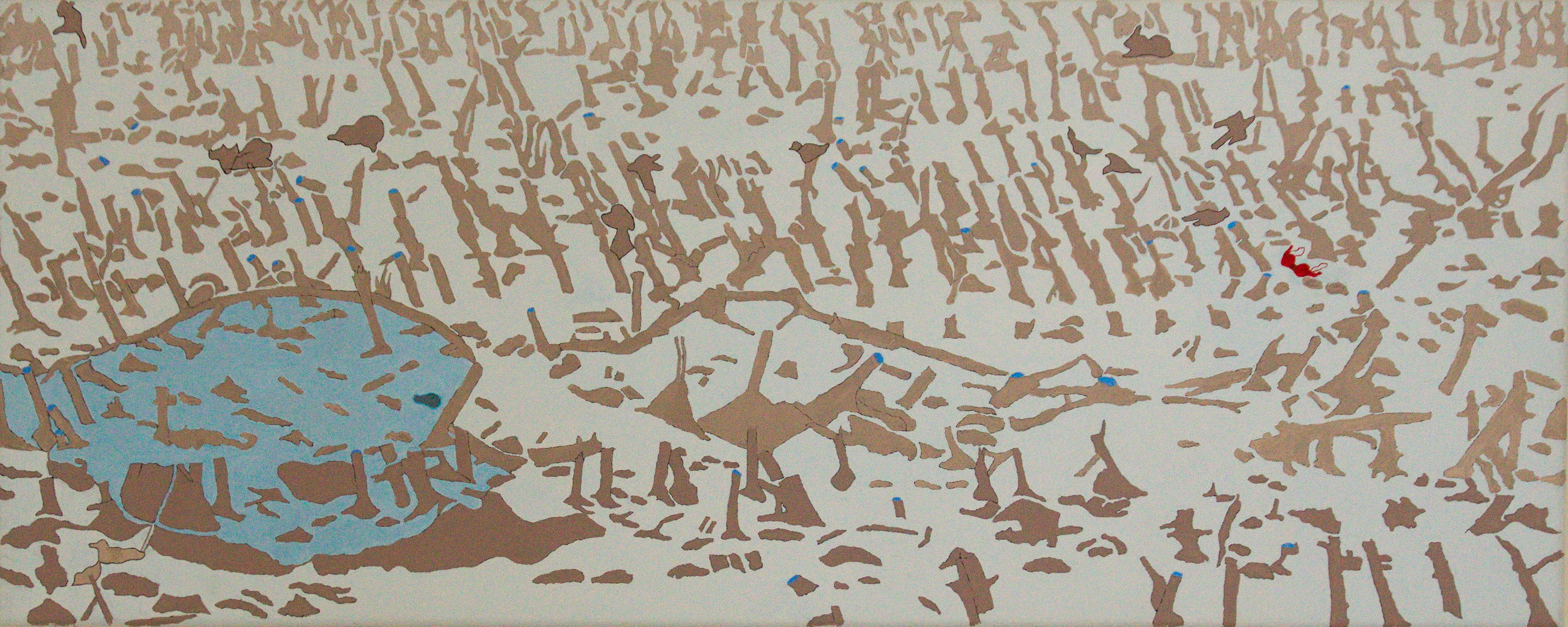 Het grote grazen - acryl op canvas -100 x 40 cm