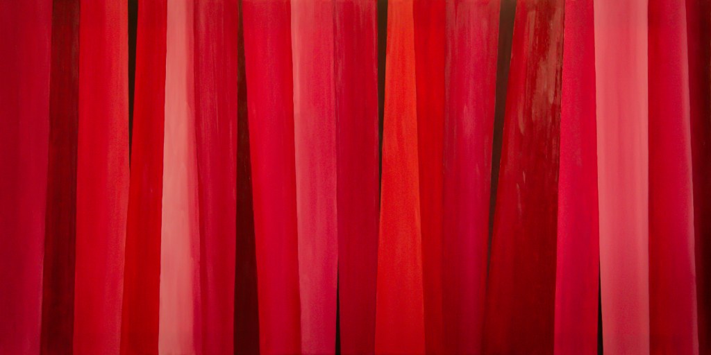 Compositie in in rood - olieverf op canvas -120 x 60 cm