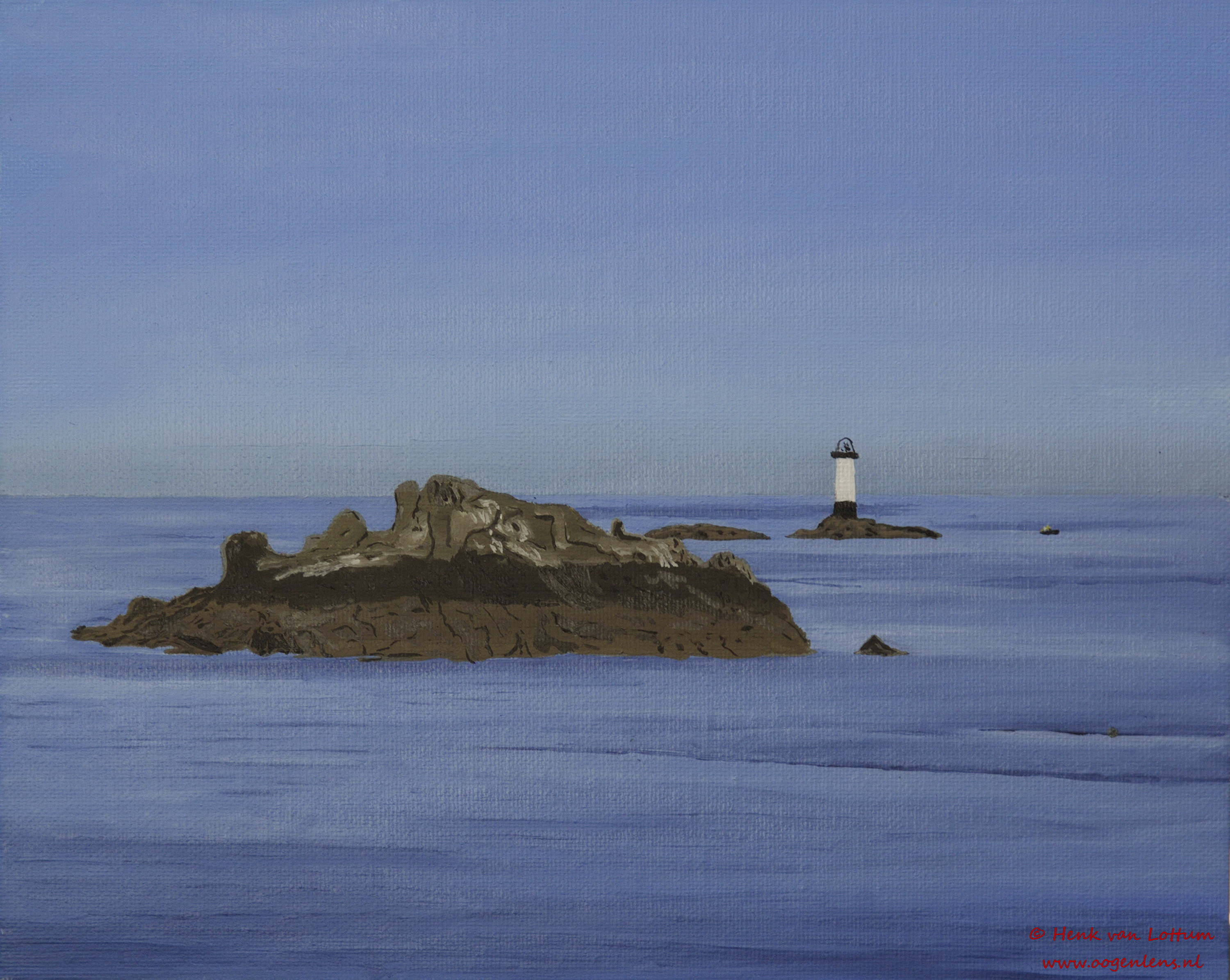 Pointe du Grouin - olieverf op board, 24 x 32 cm