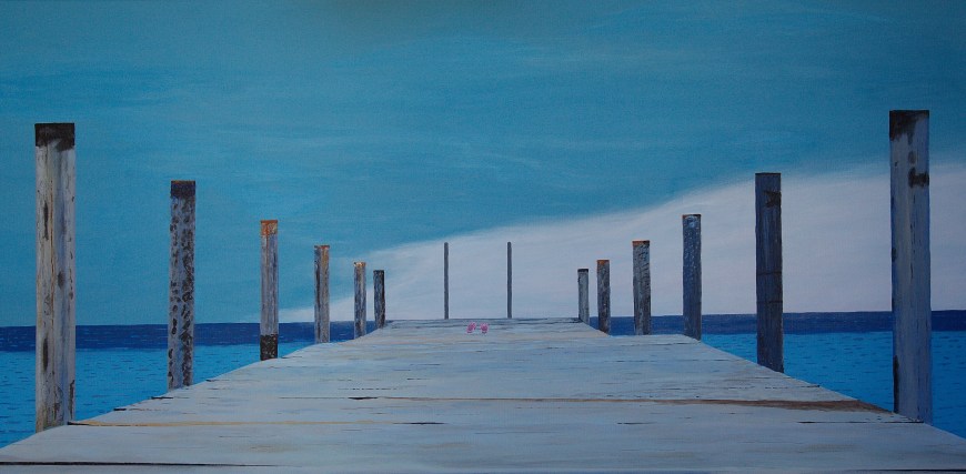 Roze schoenen- acryl op canvas - 120 x 60 cm