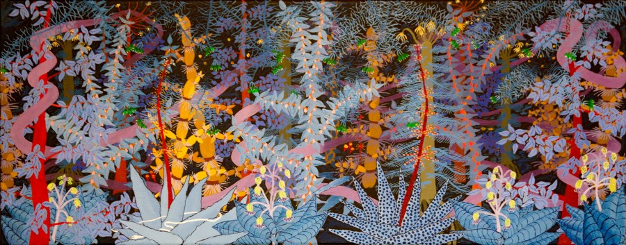 Magisch bos 1- acryl op canvas -100 x 40 cm