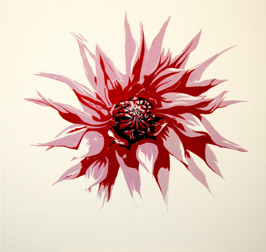 Dahlia - acryl op canvas - 90 x 90 cm