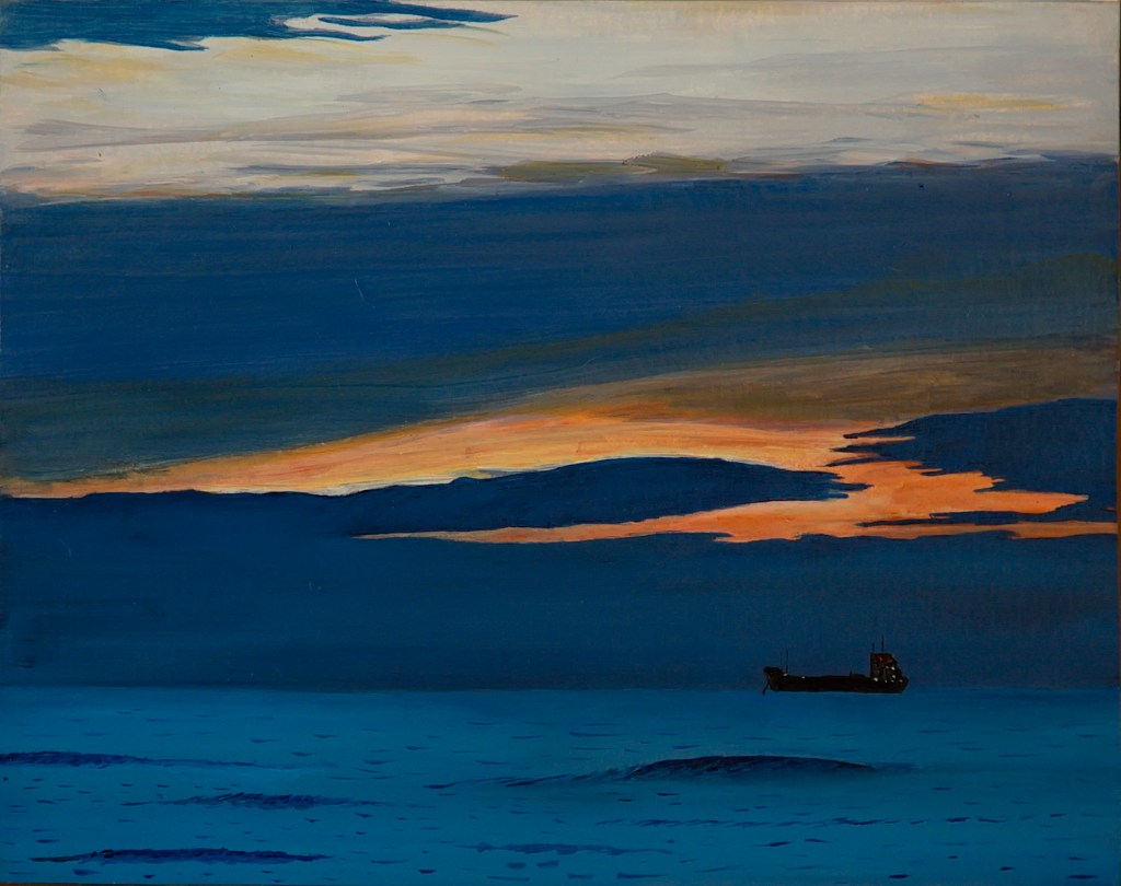 Avond bij Katwijk - olieverf op karton - 24 x 19 cm