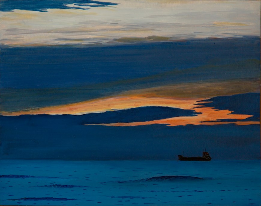 Avond bij Katwijk - olieverf op karton - 24 x 19 cm
