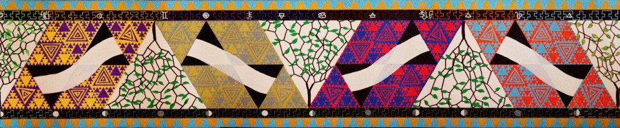 Zomer deel Möbiusband - acryl op papier - 91,25 x 19 cm