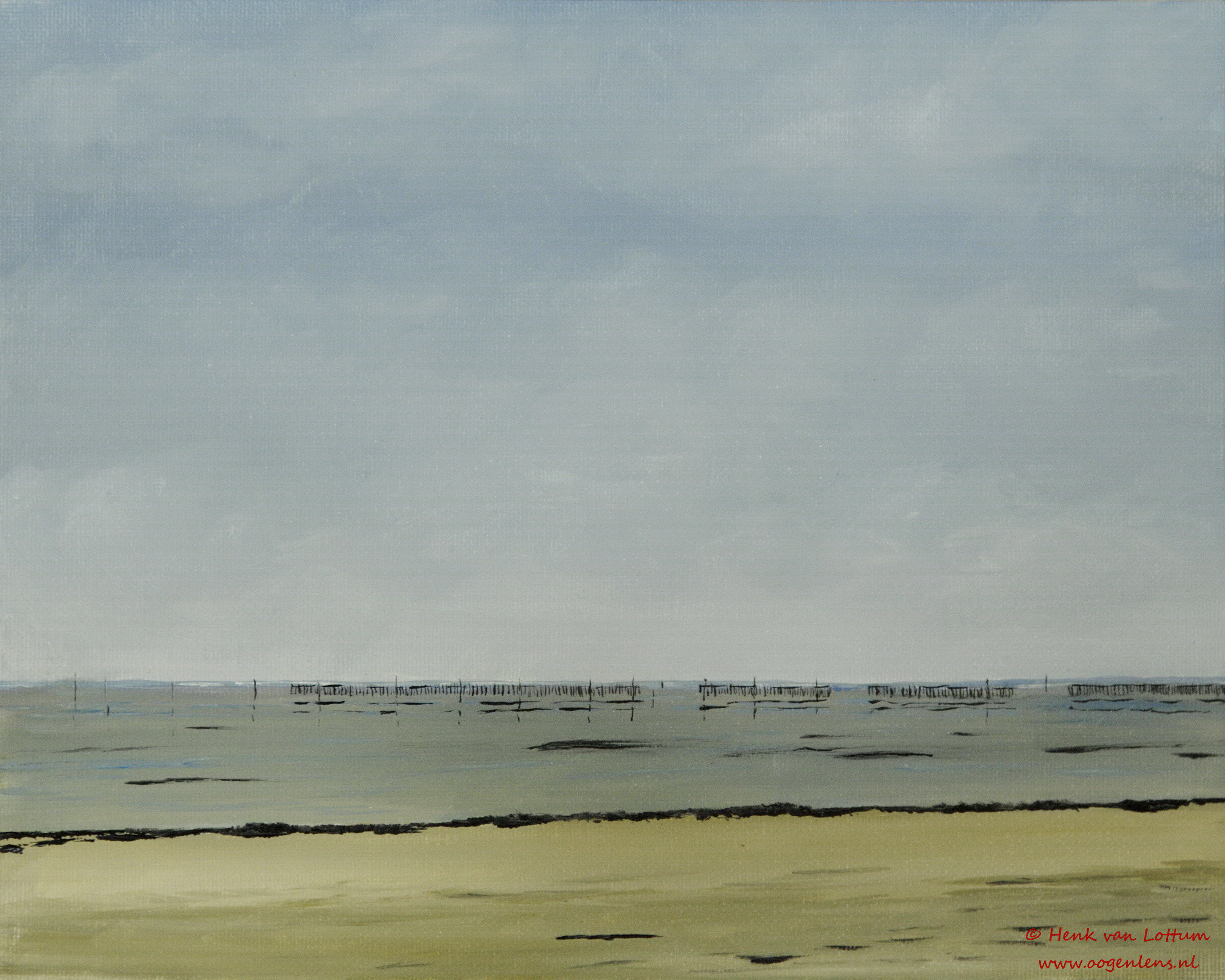 Hirel Plage - olieverf op board, 24 x 32 cm