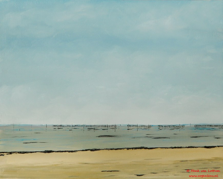 Hirel Plage - olieverf op board, 24 x 32 cm