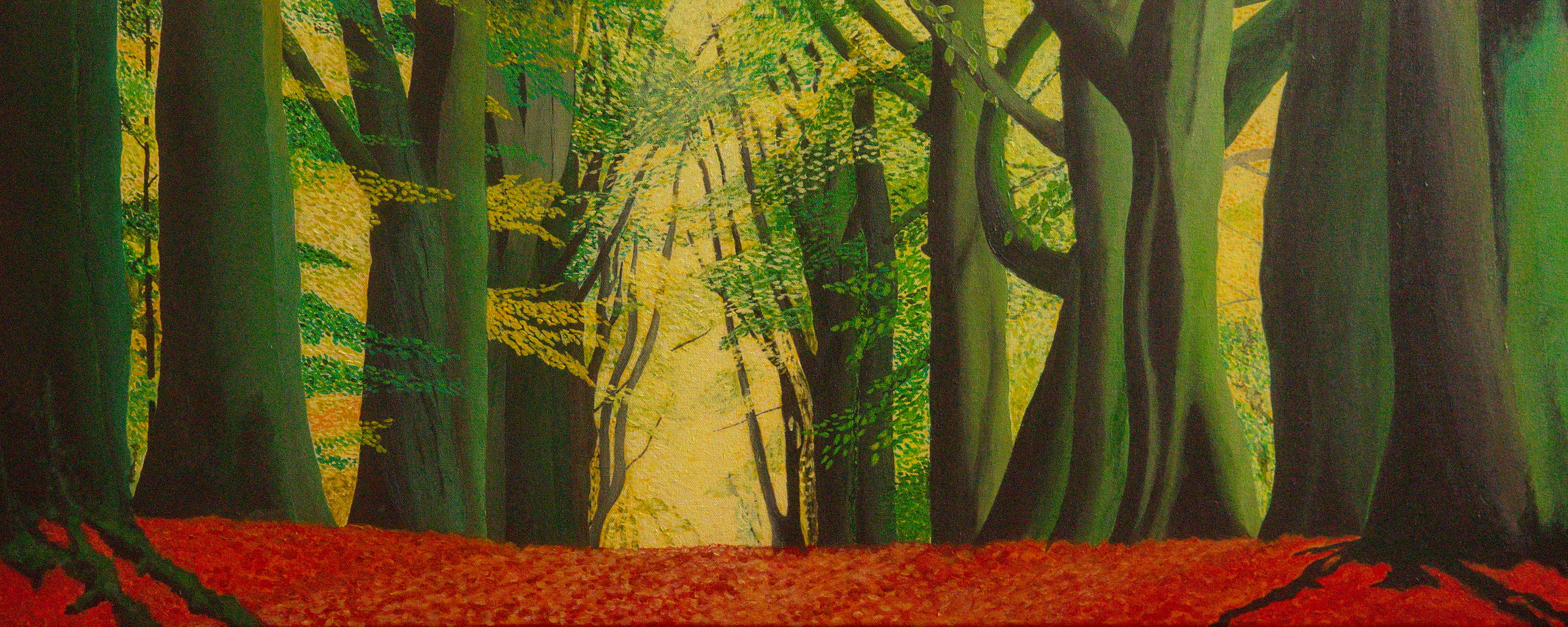 Beukenlaan acryl op canvas 100 x 40 cm