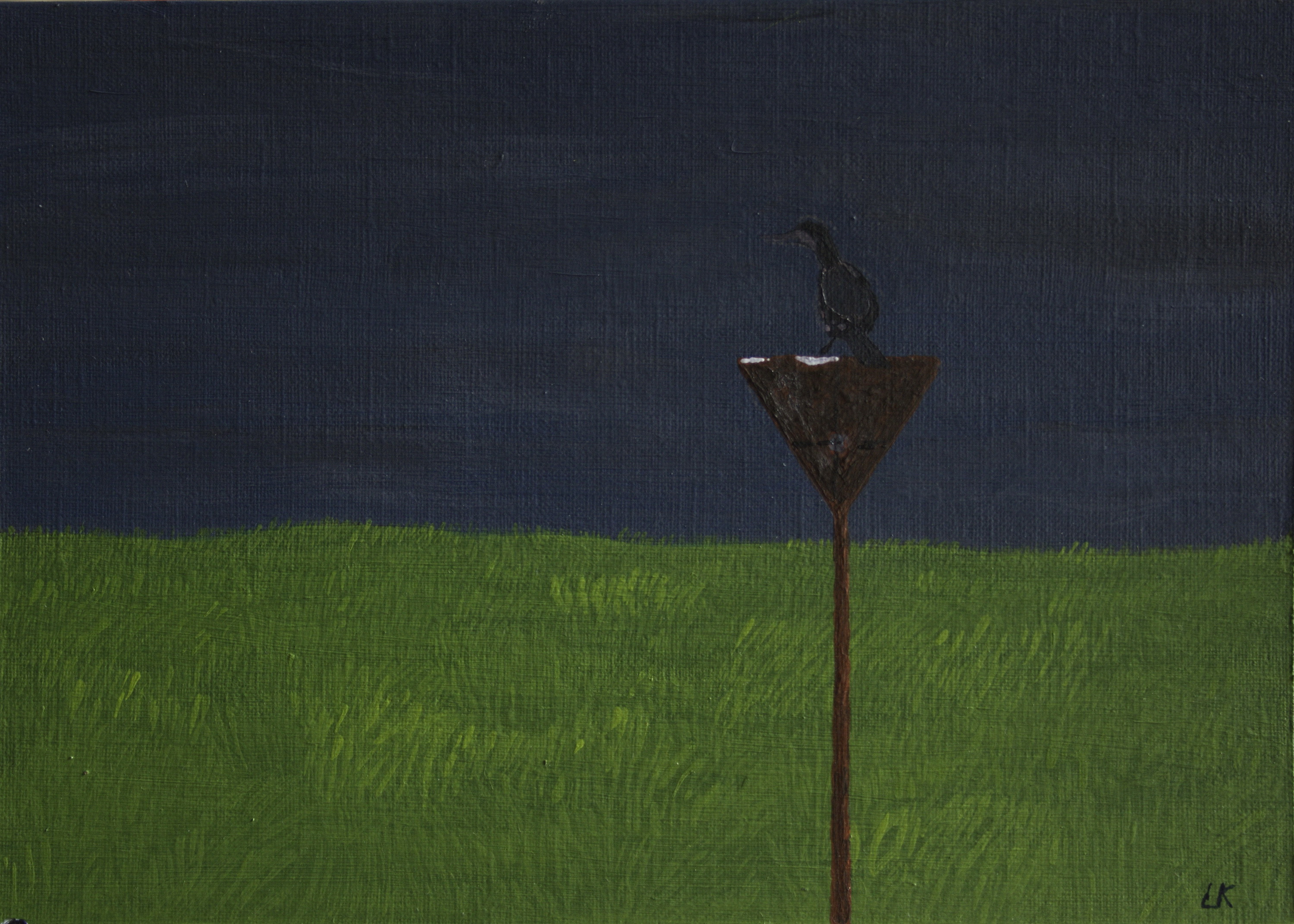 Duin met aalscholver - acryl op karton - 23 x 15,5 cm