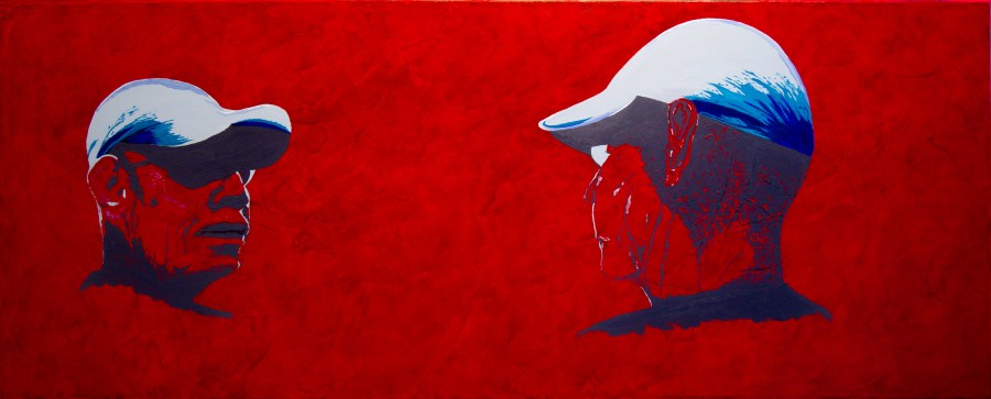 Ik kijk naar mezelf - acryl op canvas - 100 x 40 cm