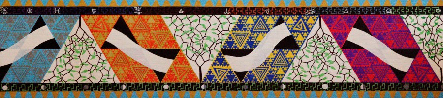 Lente deel Möbiusband - acryl op papier - 91,25 x 19 cm