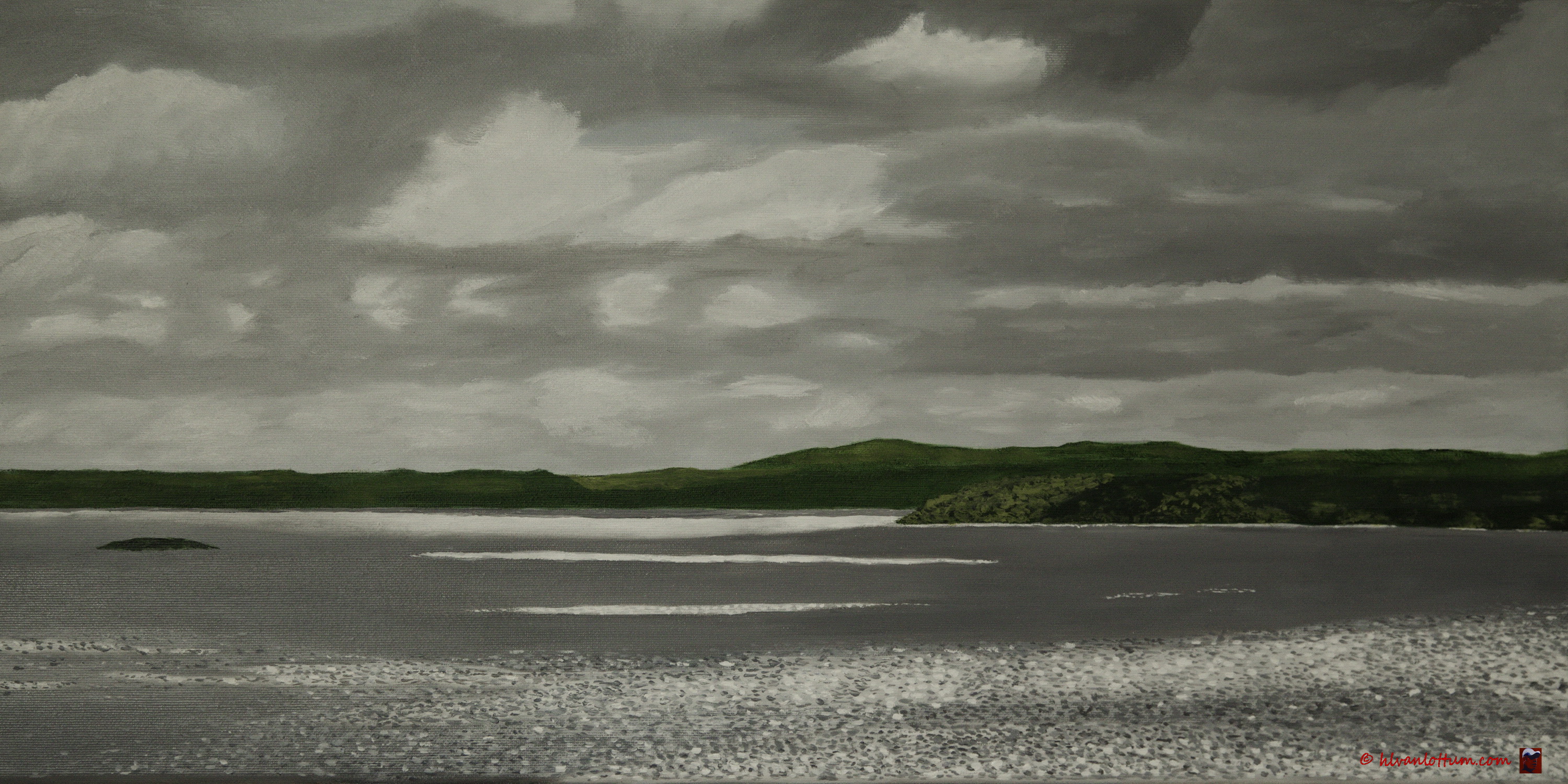 Pointe d'Espangnol, Bretagne olieverf op canvas 30 x 60 cm