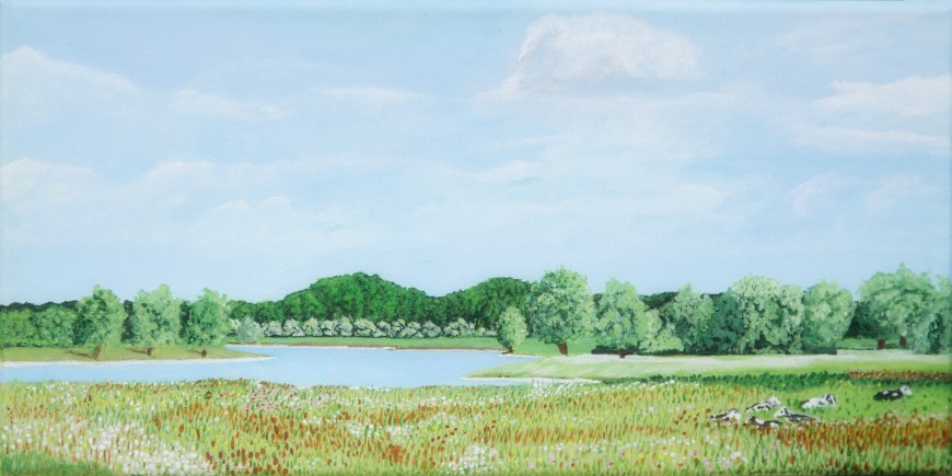 IJssel bij de Rammelwaard – acryl op doek – 40 x 20 cm