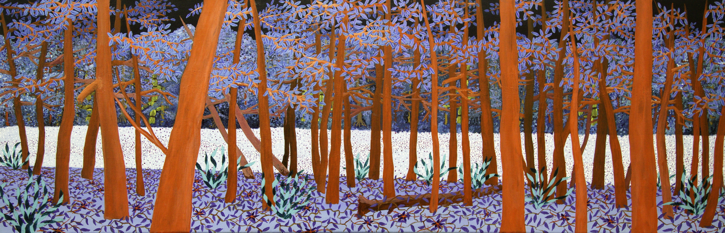 Magisch bos 3 - acryl op canvas - 120 x 40 cm