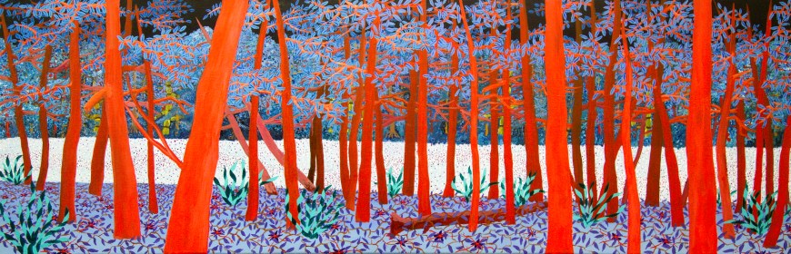 Magisch bos 3 - acryl op canvas - 120 x 40 cm