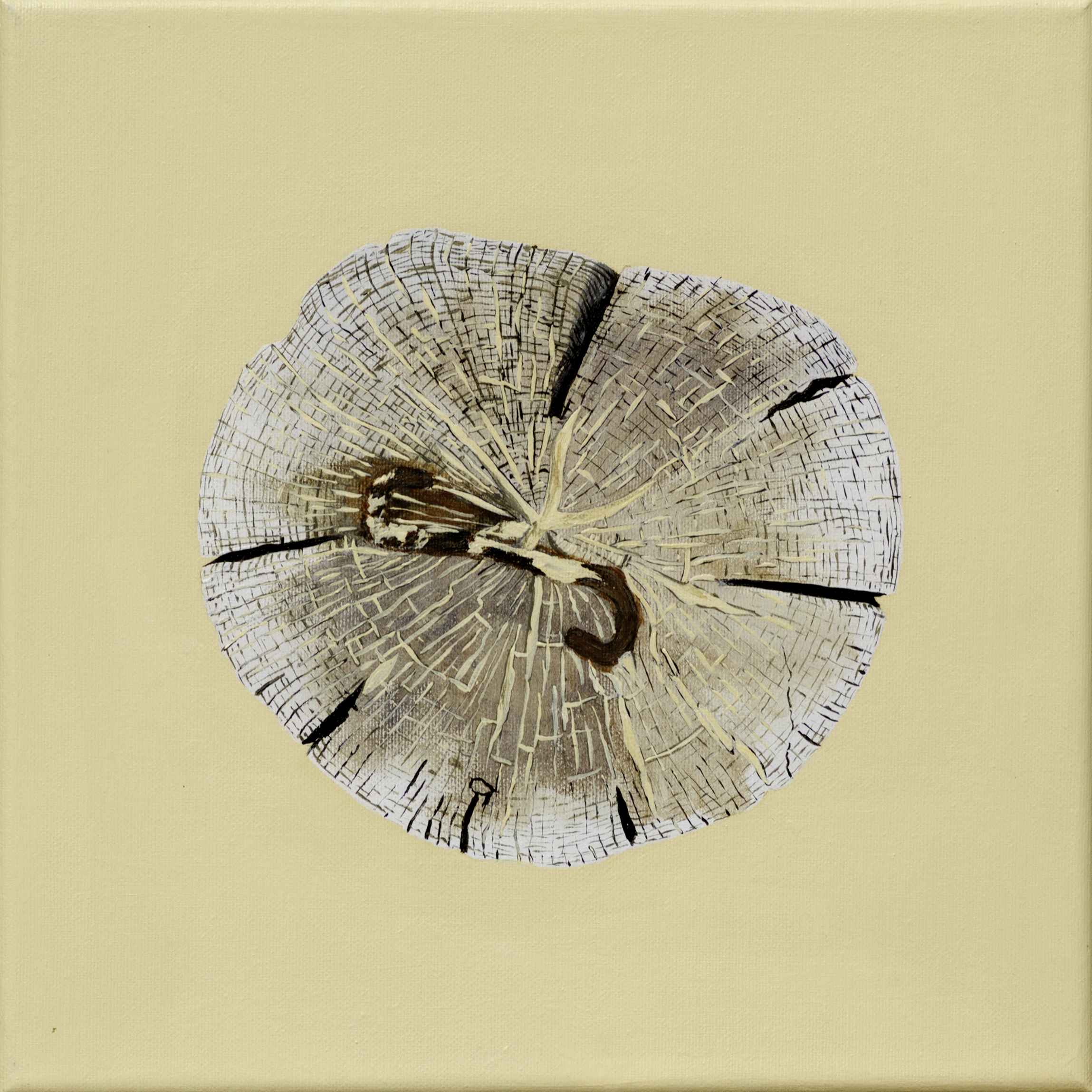 Paalkop 20, met kram - acryl op canvas - 30 x 30 cm