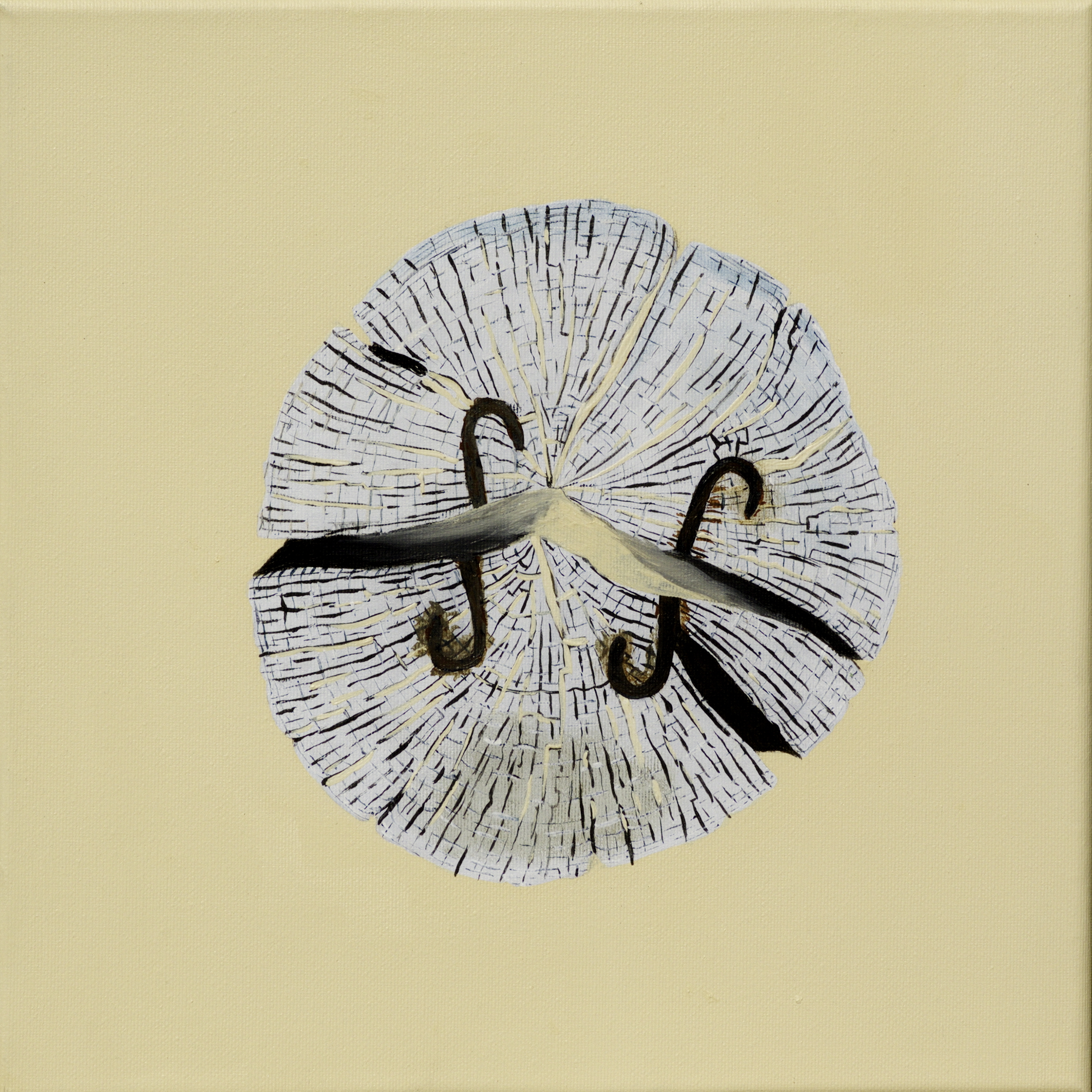 Paalkop 21, met kram - acryl op canvas - 30 x 30 cm