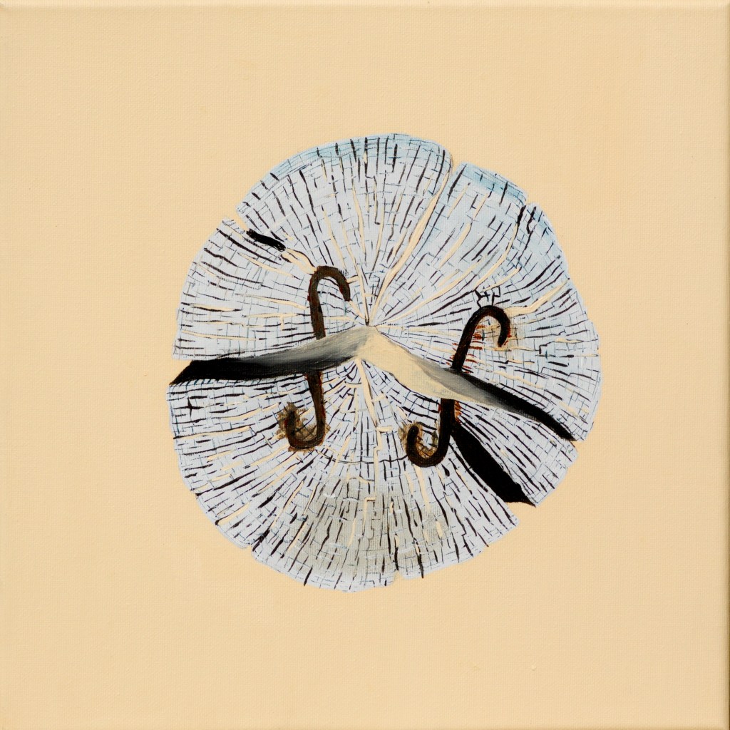 Paalkop 21, met kram - acryl op canvas - 30 x 30 cm