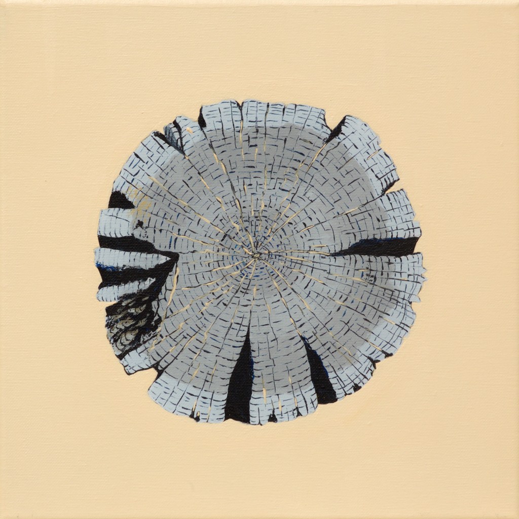 Paalkop 2 - acryl op canvas - 30 x 30 cm