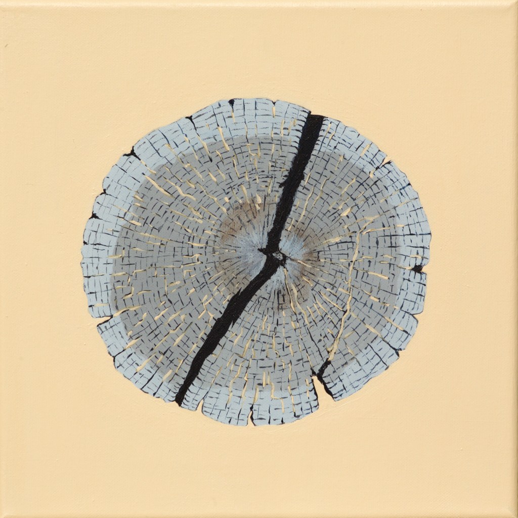 Paalkop 3 - acryl op canvas - 30 x 30 cm