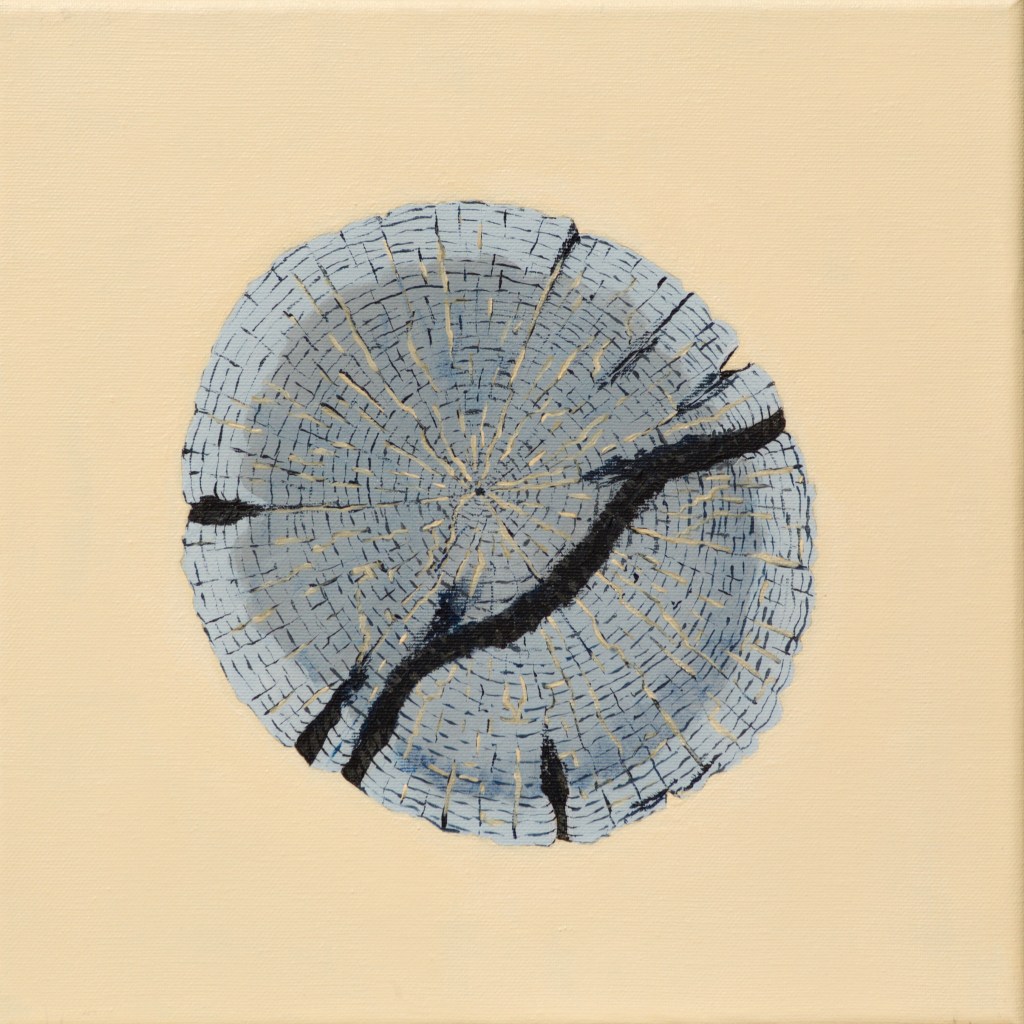 Paalkop 4 - acryl op canvas - 30 x 30 cm