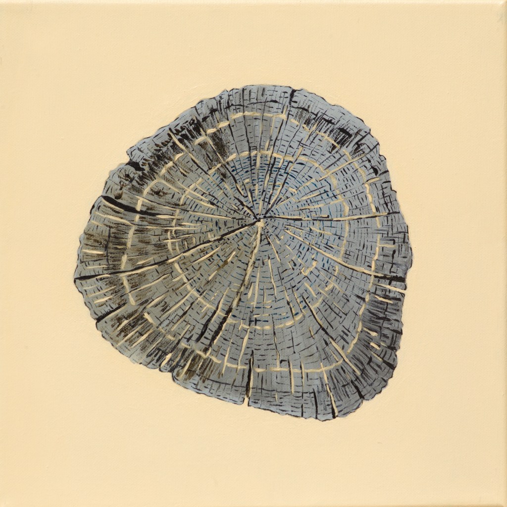 Paalkop 5 - acryl op canvas - 30 x 30 cm