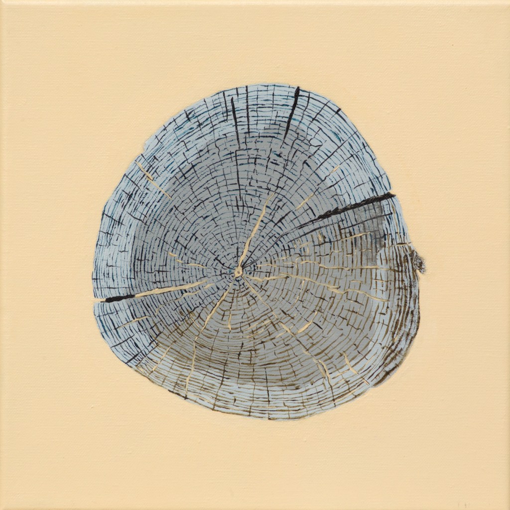 Paalkop 7 - acryl op canvas - 30 x 30 cm