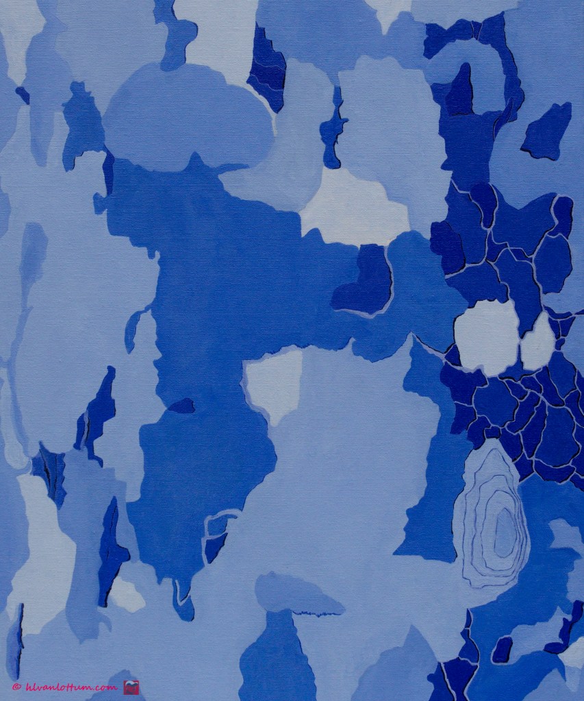 Plataan in ultramarijnblauw (nr. 3) - olieverf op canvas 60 x 50 cm