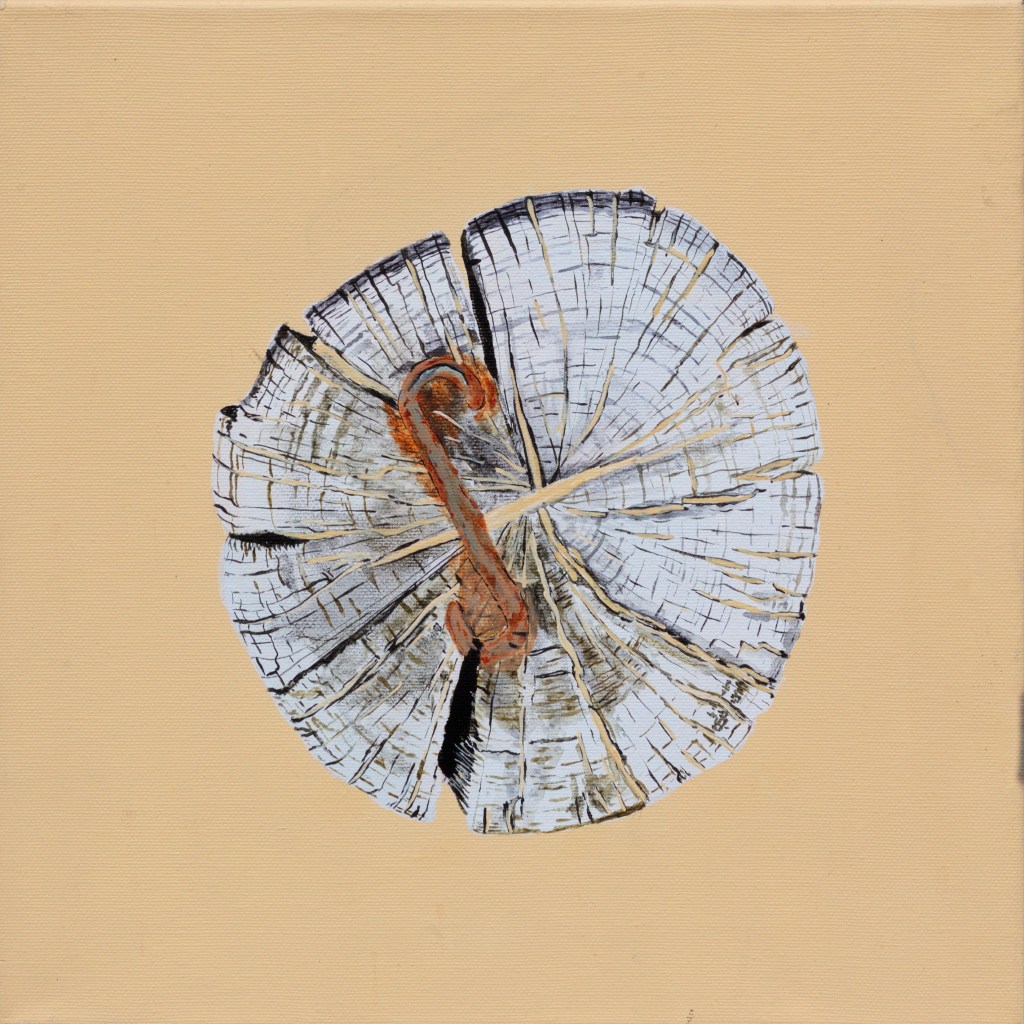 Paalkop 25 - acryl op canvas - 30 x 30 cm