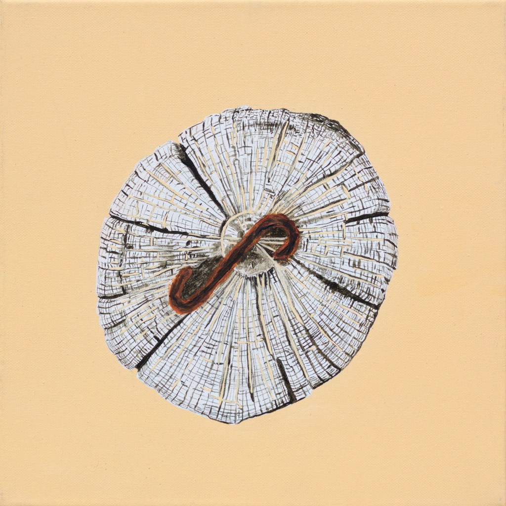 Paalkop 24 - acryl op canvas - 30 x 30 cm