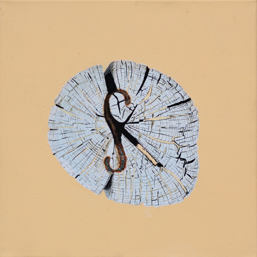 Paalkop 23 - acryl op canvas - 30 x 30 cm