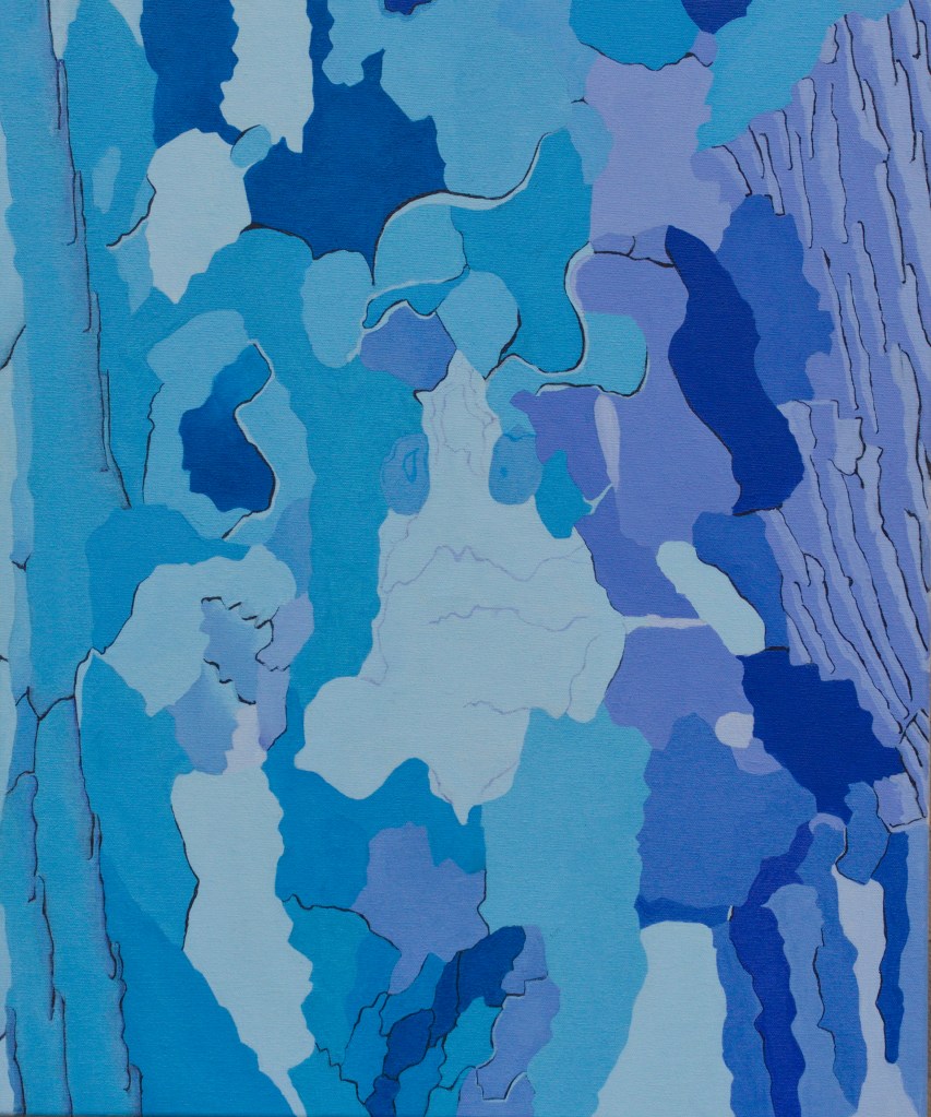 Plataan in ceruleumblauw (nr.4) - olieverf op canvas - 50 x 60 cm