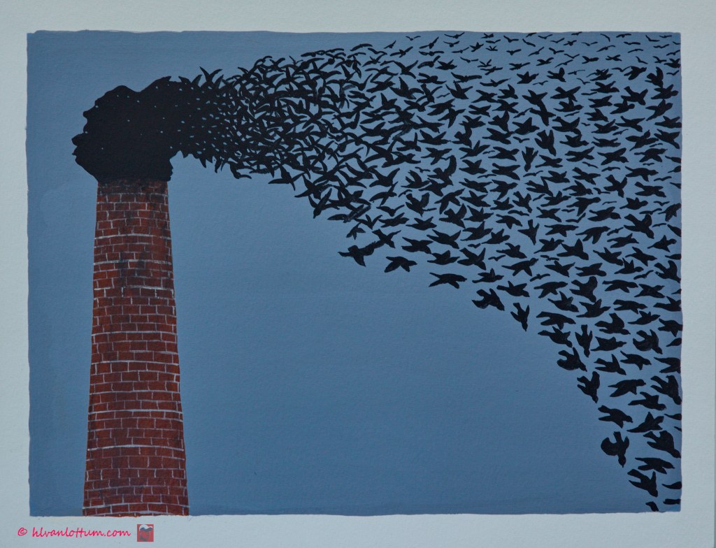 Urgent - acryl op papier - 41 x 32 cm