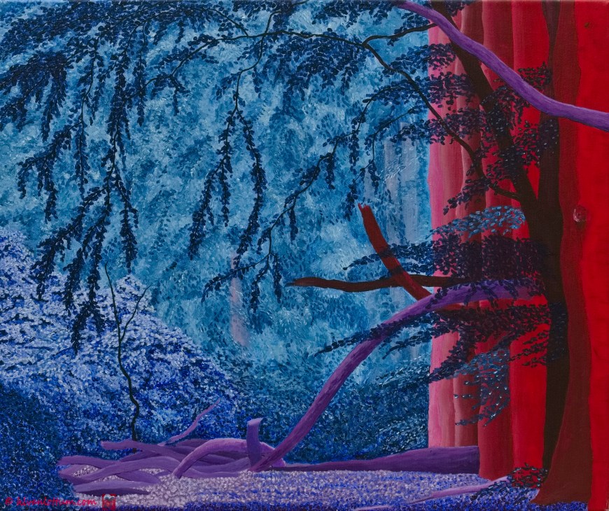 Joppe in rood en blauw - links - acryl op linnen - 50 x 60 cm