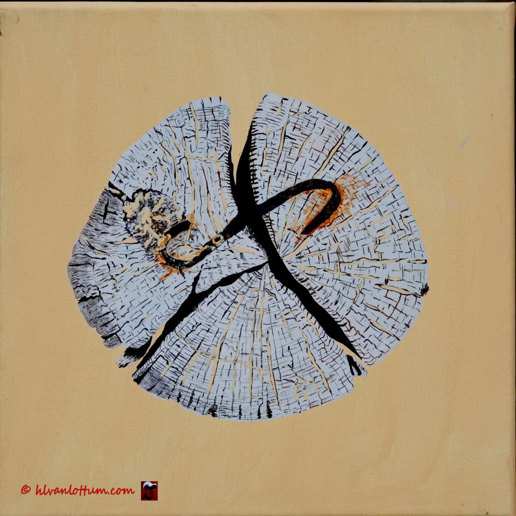 Paalkop 33 - acryl op canvas 30 x 30 cm