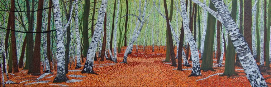 Het wilde woud - Almen - Velhorst - acryl op canvas 120 x 40