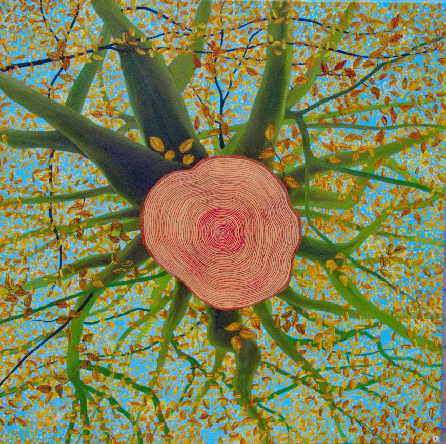 Naar boven - acryl op canvas - 90 x 90 cm