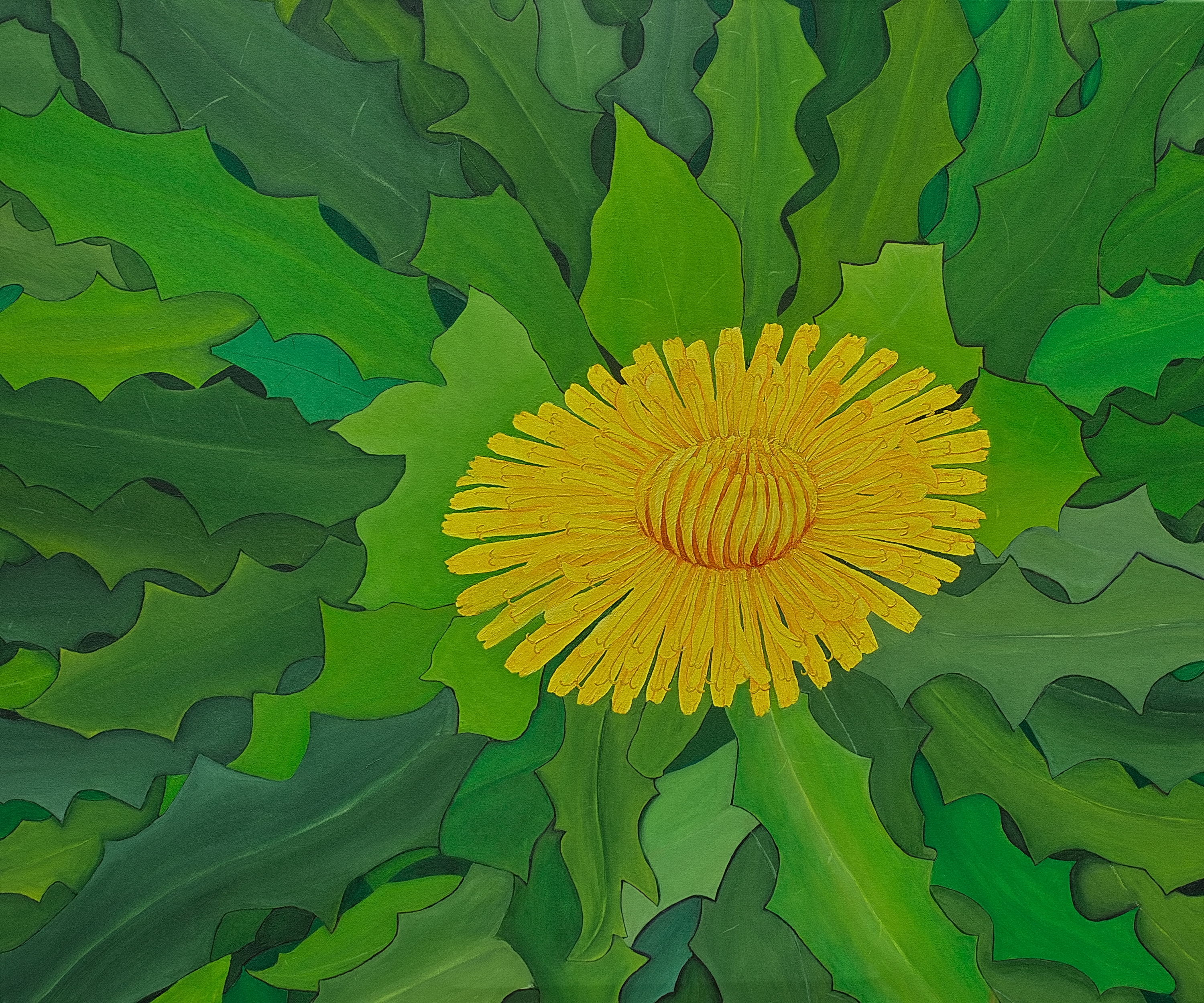 Paardenbloem - acryl op canvas 120 x 100 cm