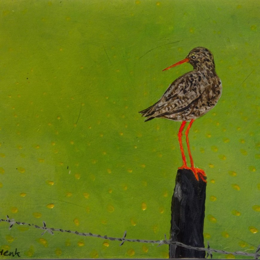 Tureluur - acryl op papier 13x13 cm