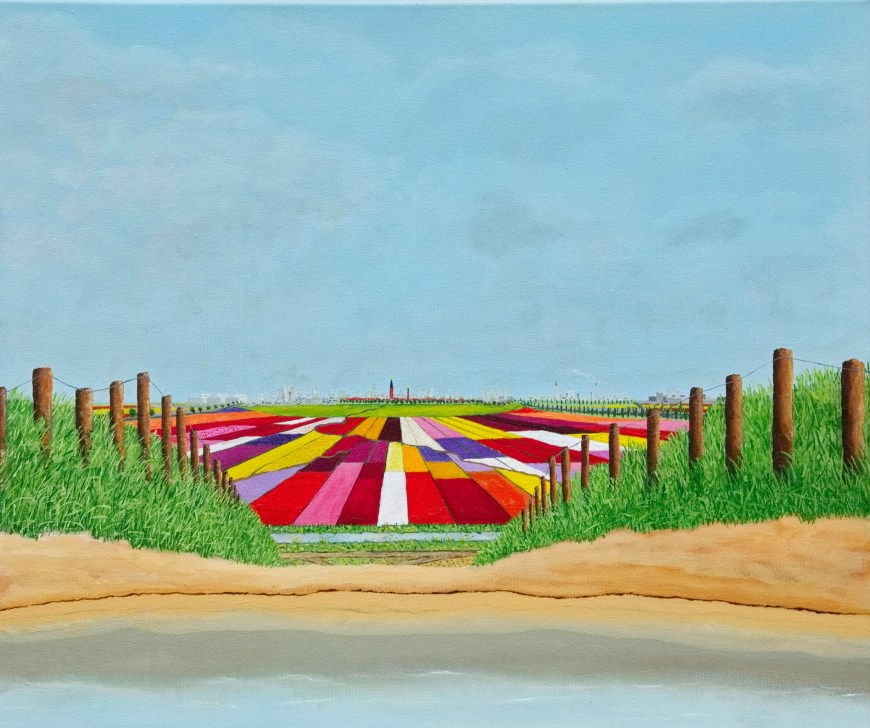 Hoog water - acryl op canvas 60 x 50 cm