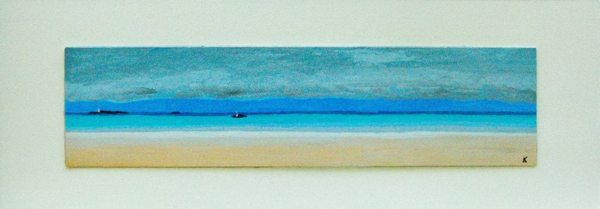 Plage Binic - acryl op passe-partoutkarton 40 x 10 cm