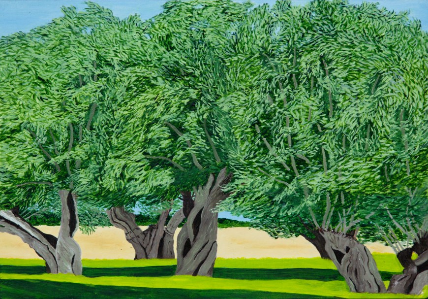 Wilgen Veerweg 11 Gorssel - olie op passe-partoutkarton 40 x 28 cm